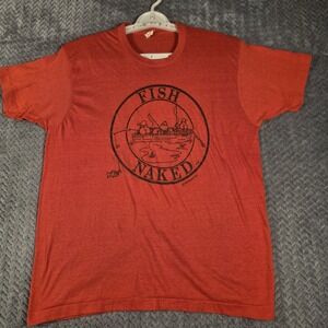 Vintage 80s Screen Stars Fish Naked T-Shirt Mens XL Red Single Stitch Thin USA